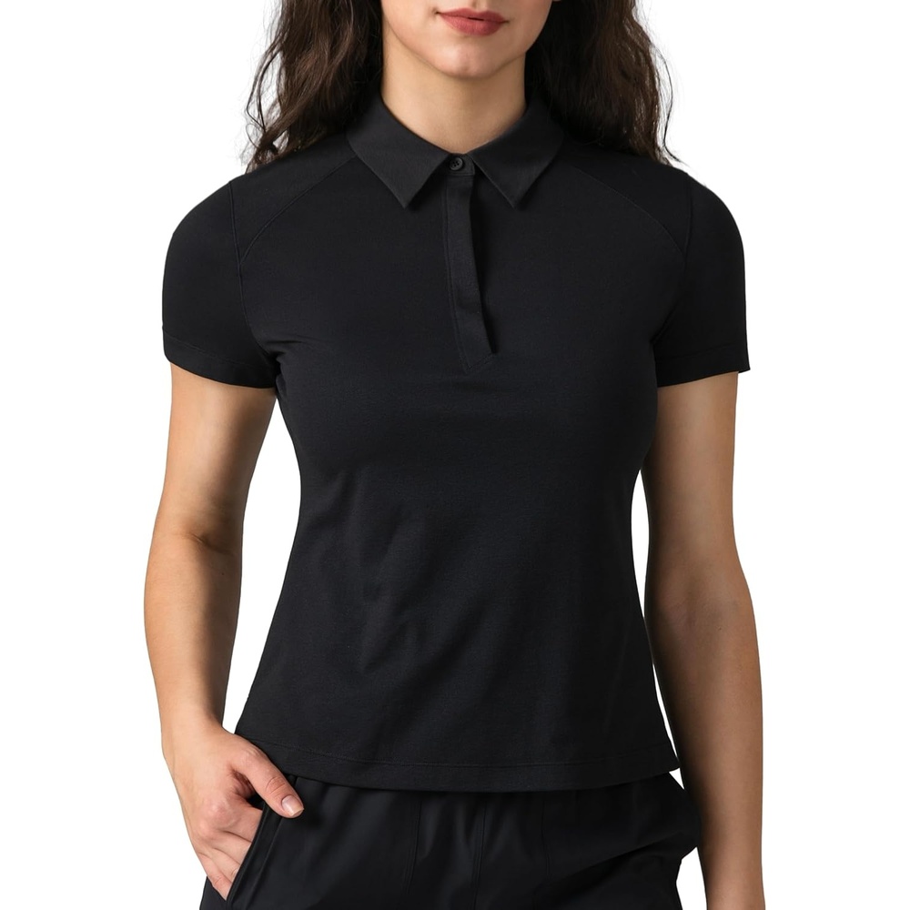 image:imageColorfulkoala Womens Golf Shirts Short Sleeves Tennis Polo with Collar Athletic Shirt Quick DryBlack
