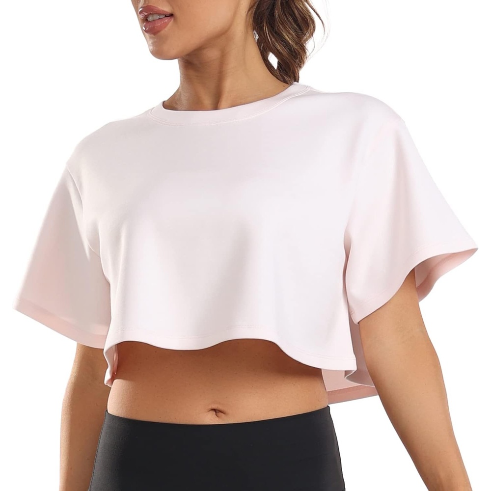 image:imageColorfulkoala Womens Oversized T Shirts Ultra Soft Modal Crop Top Athletic SweatshirtPink Sude