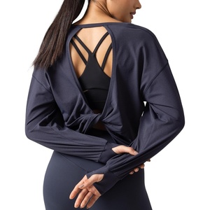 image:imageColorfulkoala Long Sleeve Shirts for Women Oversized Crew Neck Tops Casual Workout Fashion TShirtsBlue Ink