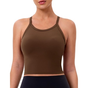 image:imageColorfulkoala Sculptiva Built in Bra Tank Tops for Women Racerback Padded Sleeveless Camisole Casual Workout Yoga TopsCocoa
