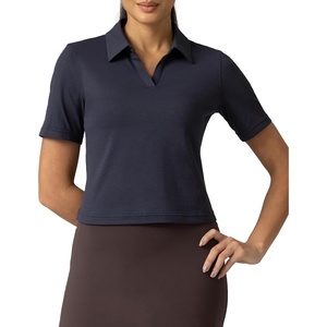 image:imageColorfulkoala Sorona Womens Short Sleeve Golf Polo Shirts Collared V Neck Quick Dry Tennis Workout Tops Moisture WickingBlue Ink