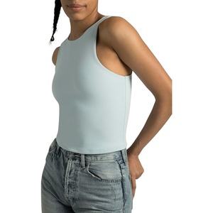 image:imageColorfulkoala Womens High Neck Tank Tops Body Contour Sleeveless Crop Double Lined Yoga ShirtsIce Blue