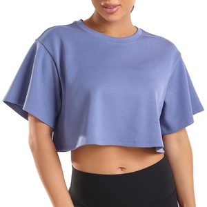 image:imageColorfulkoala Womens Oversized T Shirts Ultra Soft Modal Crop Top Athletic SweatshirtNiagara Blue